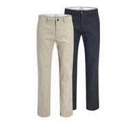 JACK & JONES Pantalon chino 'JPSTOLLIE DYLAN' beige / bleu marine, Taille 34