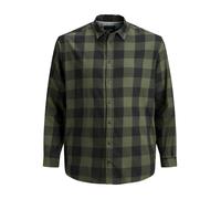 Jack & Jones Plus Chemise 'JJEGINGHAM' gris / vert foncé, Taille 4XL