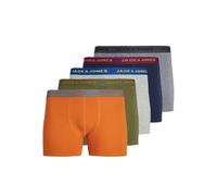 JACK&JONES PLUS Jacsolid Contrast Trunks 5 pls Caleçon Boxeur, Mélange de Gris Clair/lot : Blazer Bleu Marine-Branche Olive-Gris mélangé-Exuberance, XXL Homme