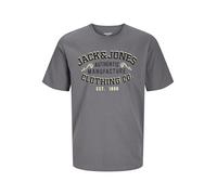 JACK&JONES PLUS Jjelogo Aw24 T-Shirt Rond à 2 col S Pls, Gris, 4XL Hommes