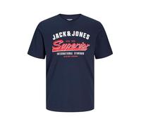 JACK&JONES PLUS JJELOGO AW24 T-Shirt SS col Rond 2 COL S PLS, Sky Captain, 6XL