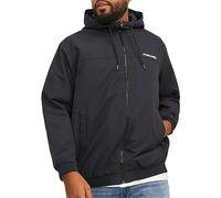 JACK & JONES PLUS Jjerush Hood Bomber Noos Pls Blouson aviateur, Noir/détails : Solide, XXXXXXL Homme