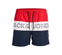 JACK & JONES PLUS Men's JPSTFIJI JJSWIM Colorblock SN PS Short de Bain Rouge Chinois Taille 48, Rouge Chinois.