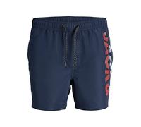 JACK & JONES PLUS Men's JPSTFIJI JJSWIM SPLICELOGO LY SN PS Short de Bain Navy Blazer Taille 44, Blazer Bleu Marine.