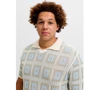 JACK & JONES Plus Size Polo Tricoté | Relaxed Fit, All Over Print, Manches courtes, Casual, Température maximale 30°C programme doux