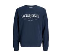 Jack & Jones Plus Sweat-shirt 'JJDevin Daytona' bleu marine / blanc, Taille 4XL