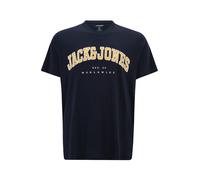 T-shirt - Marque - Grande taille - Imprimé jaune et blanc - Col rond en bord-côte