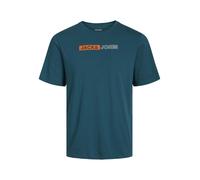 Jack & Jones Plus T-Shirt 'JJECORP' pétrole / orange / blanc, Taille 7XL