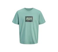 Jack & Jones Plus T-Shirt 'JJRAIN' bleu cyan / jaune pastel / noir, Taille XXL
