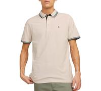 JACK & JONES Polo Slim fit Homme JJEPAULOS uni Chemise été col Polo Manche Courte Coton piqué Basique, Couleurs:Beige-3, Size:XS