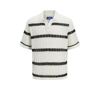 JACK & JONES Polo Tricoté | Loose Fit, Rayures, Manches courtes, Casual, Température maximale 30°C programme doux