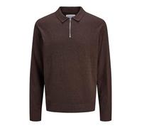 Polo en maille 1/2 zip manches longues Jack & Jones Emil Marron L