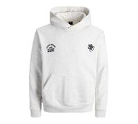 JACK & JONES Print Hood Sweat à Capuche imprimé Jcocrest, Blanc-Gris, M Homme