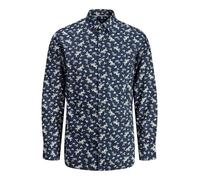 JACK & JONES Print Jprblayork T-Shirt imprimé Dobby L/S, Bleu Marine, M Hommes