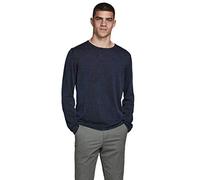 Jack & Jones Pull Jjeleo Knit Crew Neck Noos pour Homme, Bleu (Navy Blazer)., S
