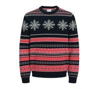 JACK & JONES Pull-over 'MAS NOEL' bleu nuit / mélange de couleurs, Taille L