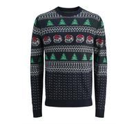 JACK & JONES Pull-over 'XMAS ANDREW' bleu nuit / vert / rouge foncé / blanc, Taille M