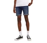 JACK & JONES Shorts pour Hommes Coupe Regular Effet usé Fermeture boutonnée 5 Poches Design, Couleurs:Bleu-foncé, Taille:S