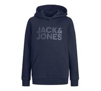 JACK & JONES Sweat à Capuche à Logo Pull-Over de Base avec Poche Kangourou JJECORP, Couleurs:Bleu-3, Taille:164