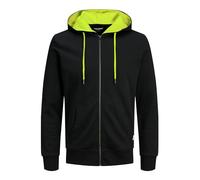 JACK & JONES Sweat à Capuche Basique zippé pour Homme, Noir/Jaune Fluo (Safety Yellow), XXXL
