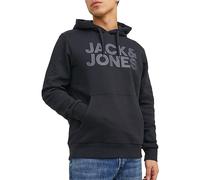 Jack & Jones Sweat à capuche classique pour homme avec logo de la marque, Noir (Print Black) Large imprimé., M