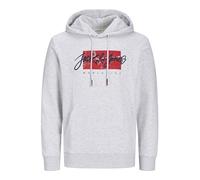 JACK & JONES Sweat à Capuche Jjtiley Sweatshirt, Blanc-Gris, S Homme