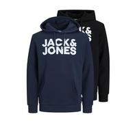 JACK & JONES Sweat-shirt 'JJEcorp' bleu / noir / blanc, Taille XXL