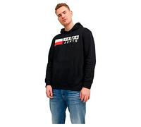 JACK & JONES Sweat à Capuche Pull Basique Grande Taille, Couleurs:Noir, Taille Chandail:4XL