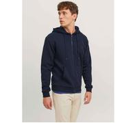 JACK & JONES Sweat à capuche zippé bleu - mixte, manches longues, coupe décontractée S