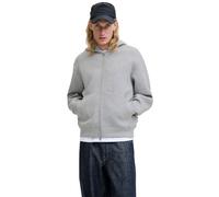 Jack & Jones – Sweat zippé à capuche Jcocover Scuba – Gris clair chiné – XXL Homme