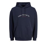 JACK & JONES Sweat-shirt 'Brink City' bleu marine / rouge feu / blanc, Taille L