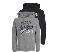JACK & JONES Sweat-shirt 'Ethan' bleu nuit / gris chiné / rouge / blanc, Taille M
