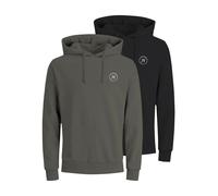 JACK & JONES Sweat-shirt 'Jaxon' kaki / noir / blanc, Taille M