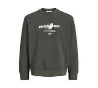 JACK & JONES Sweat-shirt 'JCOCLUB BRANDING' taupe / blanc / blanc cassé, Taille L