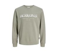 JACK & JONES Sweat-shirt 'JJDevin Daytona' taupe / blanc, Taille M