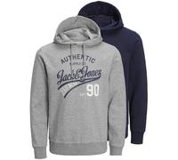 JACK & JONES Sweat-shirt 'JJEthan' bleu marine / gris chiné / rouge / blanc, Taille M