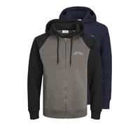 JACK & JONES Sweat-shirt 'JJRicky JJAlvis' bleu / gris chiné / noir / blanc, Taille M