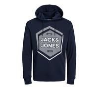 JACK & JONES Sweat-shirt 'JJStein' bleu marine / blanc, Taille M