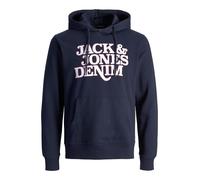 JACK & JONES Sweat-shirt 'Rack' bleu marine / blanc, Taille M