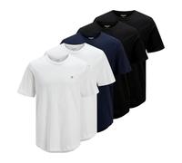 JACK & JONES Jprblabrody Lot de 5 t-Shirts à col Rond, Blanc/Pack : 2 x Blanc + 2 x Noir + 1 Bleu Marine, XXL Homme
