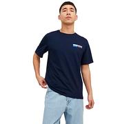 JACK & JONES T-Shirt à col Rond avec Logo pour Homme, Navy Blazer P4 Small Print, M