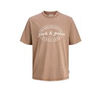 JACK & JONES T-Shirt 'JJEDover' noisette / blanc cassé, Taille M