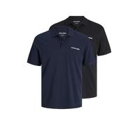 JACK & JONES Lot de 2 polos pour homme - Coupe droite - Polo à manches courtes avec col de chemise - Respirant et facile d'entretien pour le quotidien et les loisirs, Blazer bleu marine., XXL