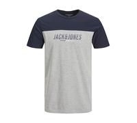 JACK & JONES T-Shirt 'Dan' bleu marine / gris chiné / blanc, Taille M