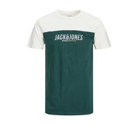 JACK & JONES T-Shirt 'Dan' jaune / émeraude / blanc cassé, Taille S