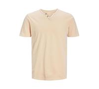 JACK & JONES T-Shirt de Base pour Hommes col en V Manches Courtes en Jersey de Coton avec Boutons JJESPLIT, Couleurs:Orange, Size:M