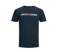 JACK & JONES T-Shirt 'Essentials' bleu foncé / orange / blanc, Taille L