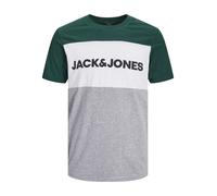 JACK & JONES T-Shirt gris chiné / sapin / noir / blanc, Taille XXL