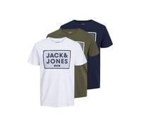 JACK & JONES T-Shirt 'Harrison' marine / vert / blanc, Taille S