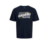 JACK & JONES T-Shirt 'HAWAII' bleu nuit / mélange de couleurs / blanc, Taille XS